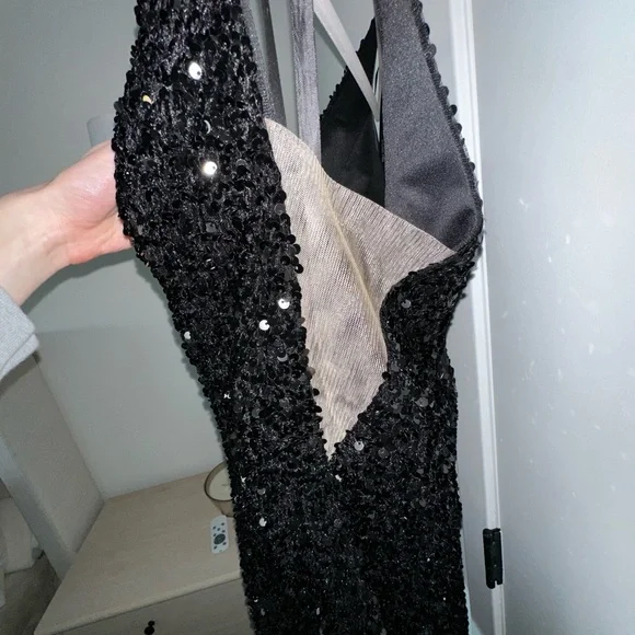 🖤 Sherri Hill 55120 Sequin Short Dress Size 18 Plunge V Open Back Prom Cocktail - Picture 5 of 9